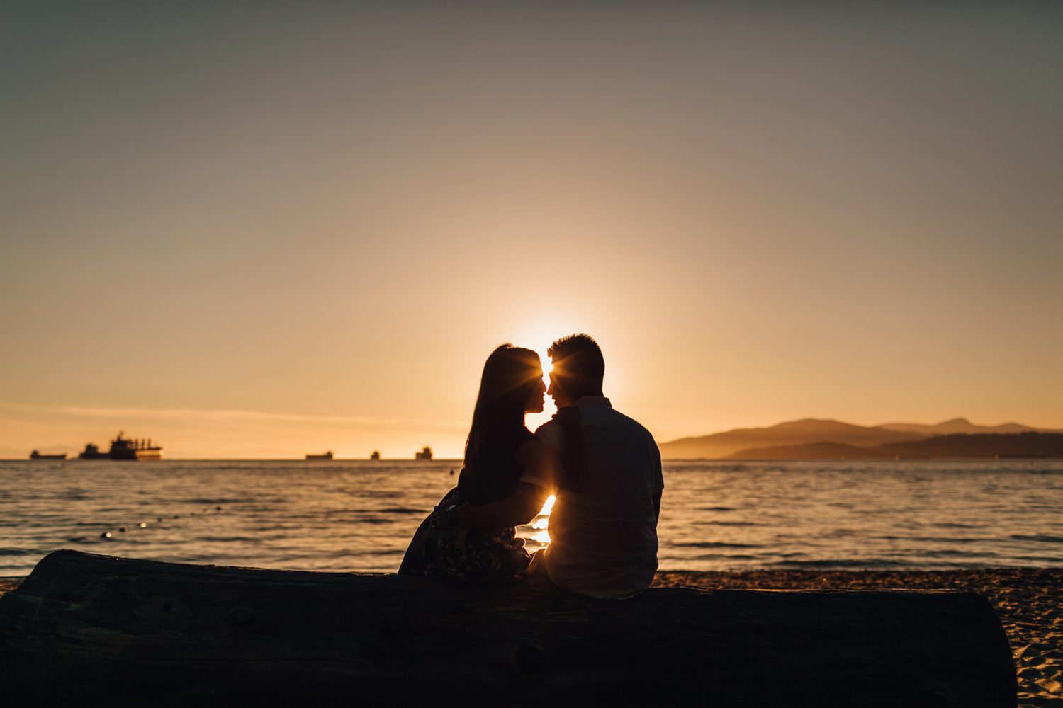 third beach stanley park engagement photography during summer at sunset