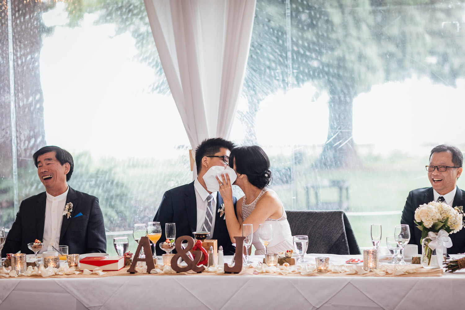 wedding kiss at brockhouse restaurant vancouver bc photography