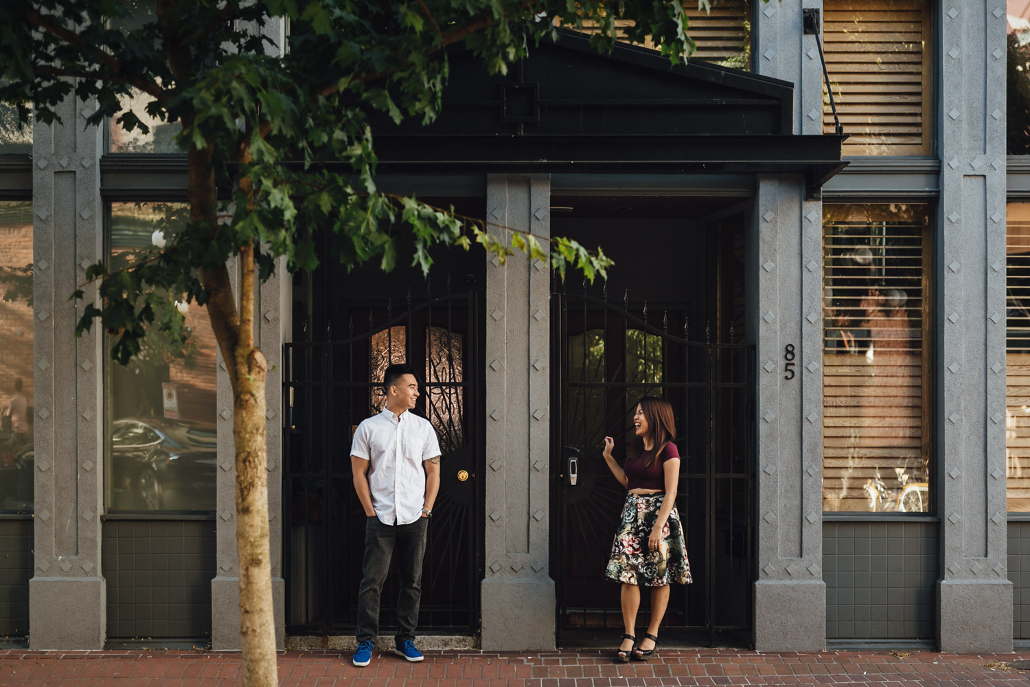 gastown engagement photography during summer in vancouver bc