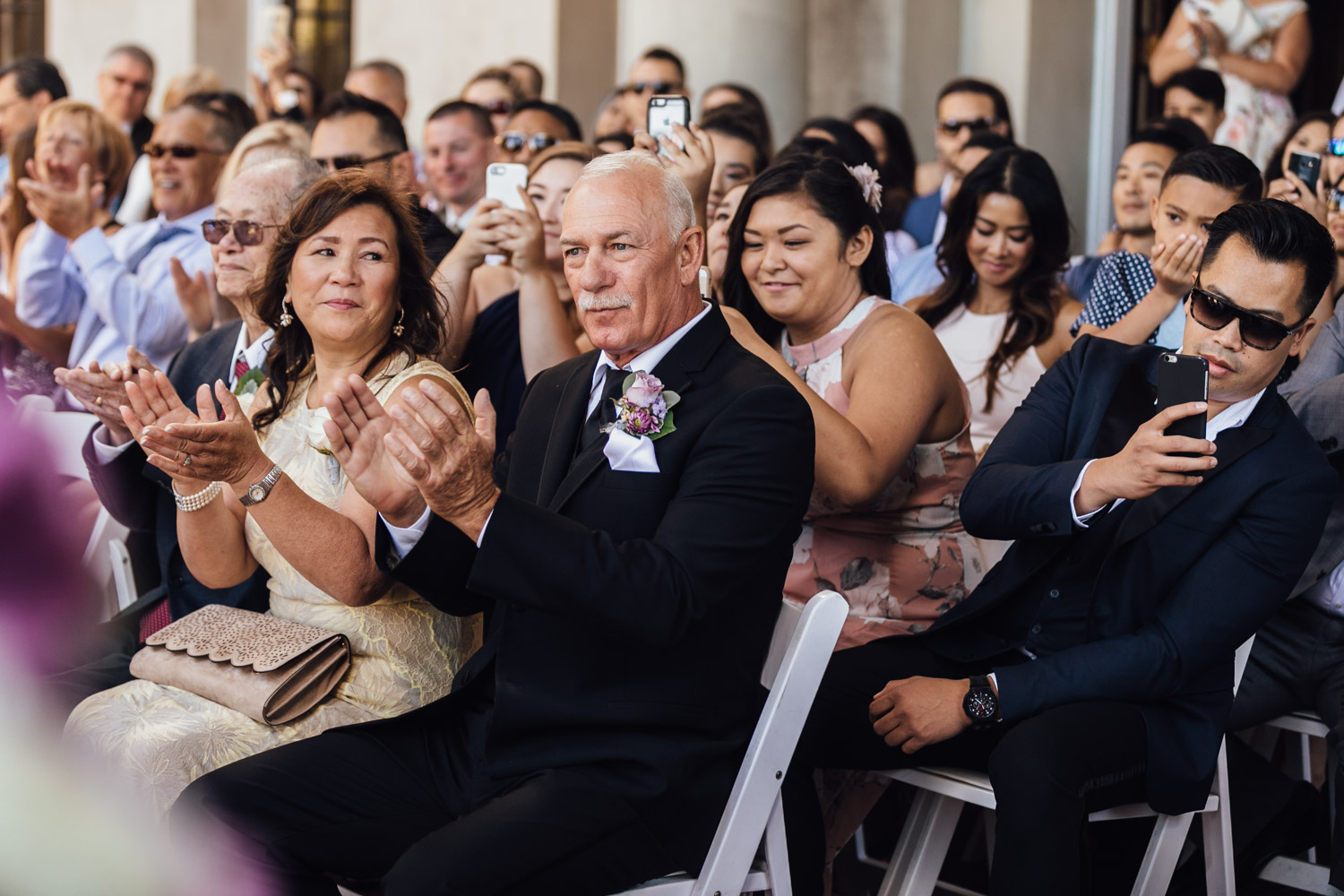 family reactions during wedding ceremony at hycroft in vancouver bc
