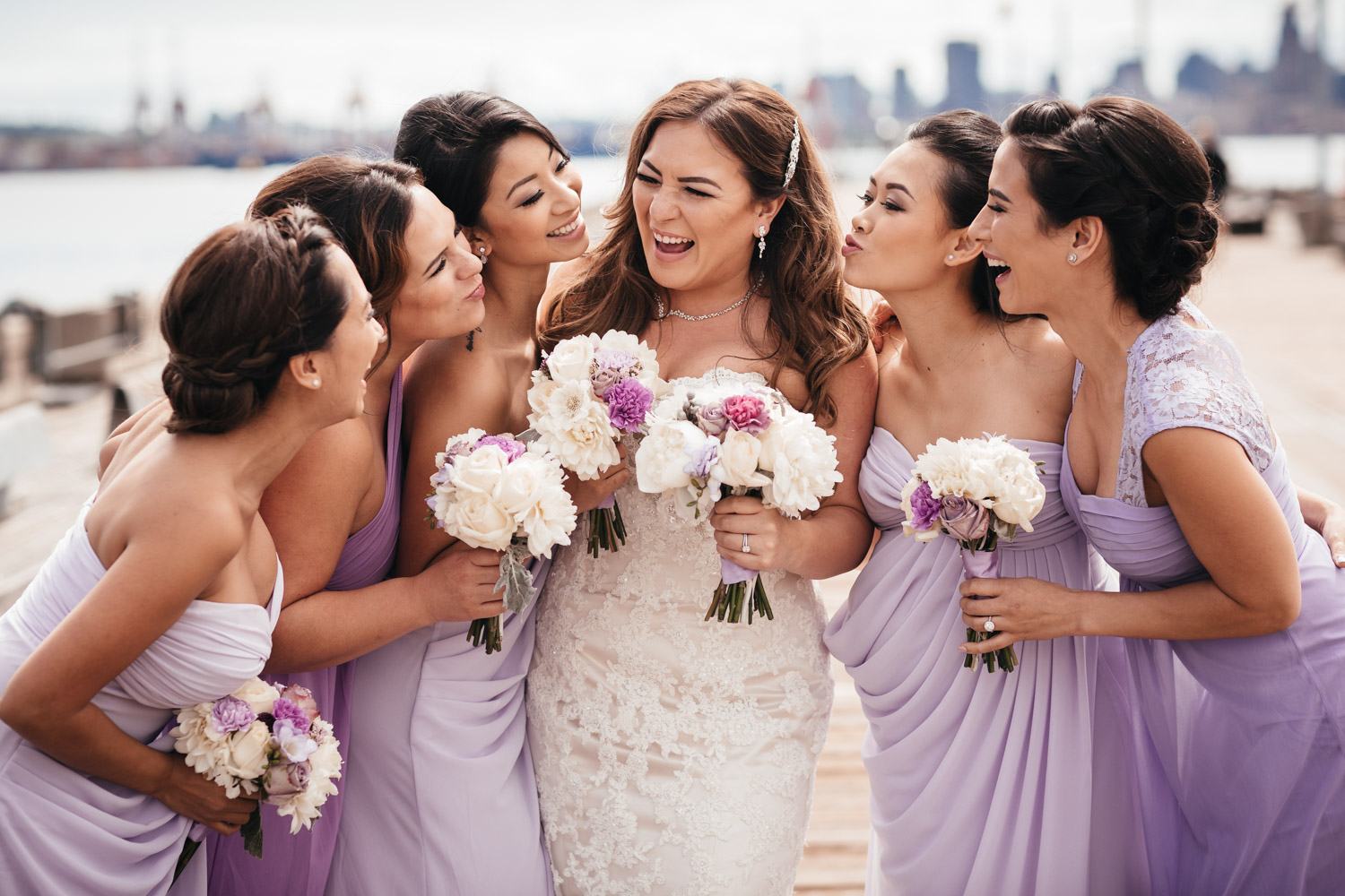 bridesmaids laughing candid in North Vancouver wedding photography