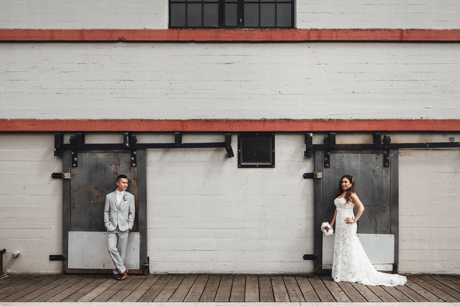 burrard dry dock pier wedding photography bride and groom in North Vancouver BC
