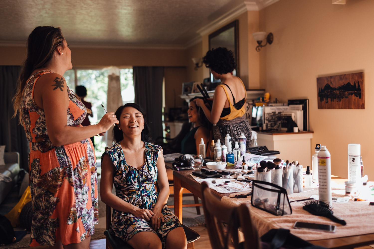 bridesmaids makeup wedding getting ready in vancouver bc