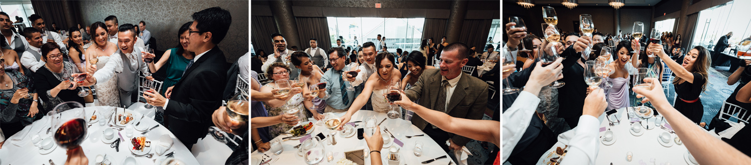 table toasting north vancouver wedding photography reception pinnacle at the pier