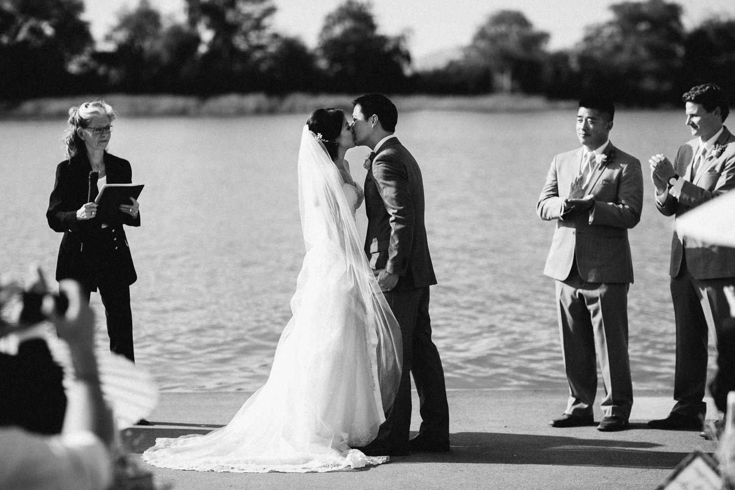 ubc boathouse wedding photography richmond bc first kiss
