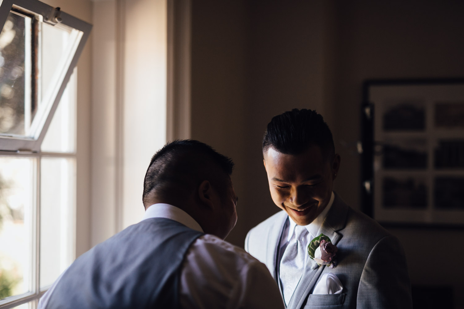groom and best man moment at hycroft vancouver wedding