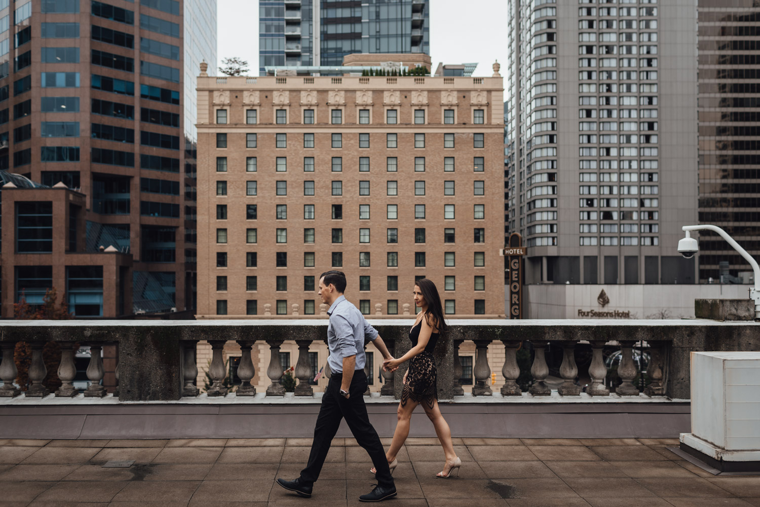 vancouver art gallery rooftop engagement photography downtown vsco
