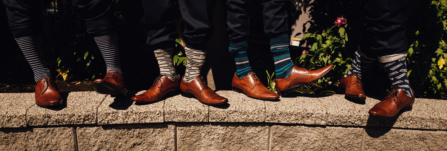 groom socks funky colours vancouver wedding photography