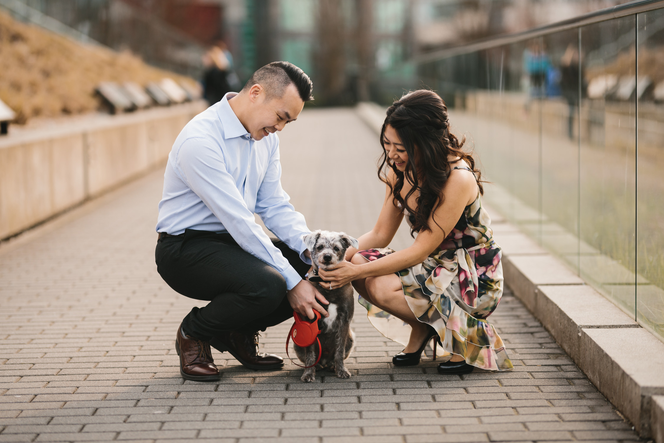 vancouver cherry blossom engagement photography in coal harbour downtown during sunset