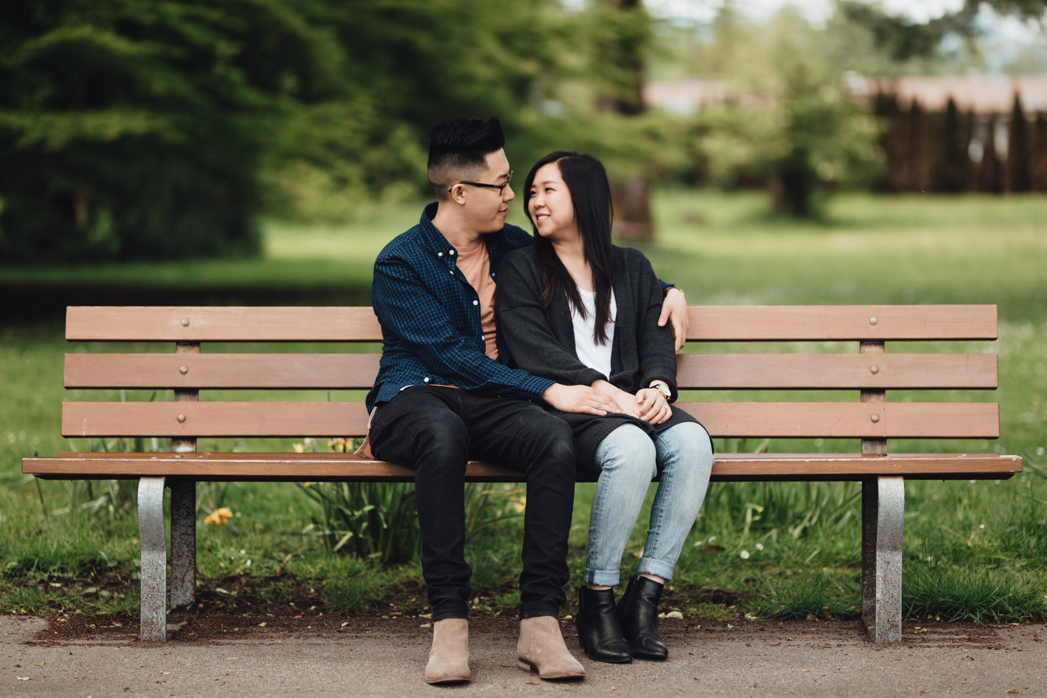 stanley park engagement photography in the rose garden vancouver bc