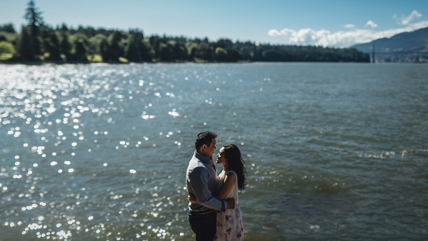 summer engagement photography at stanley park lighthouse vancouver bc