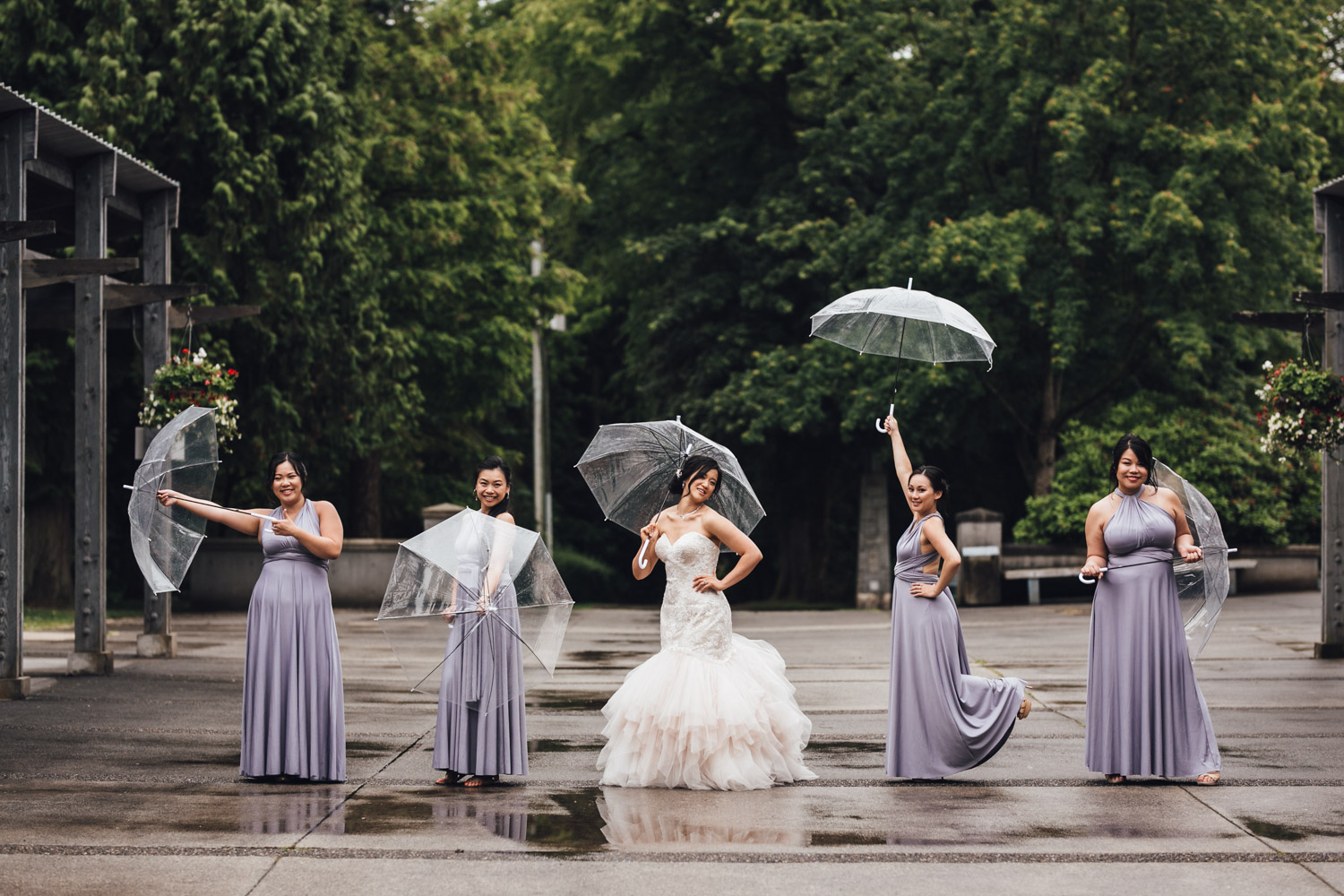 bridal-party-rain-wedding-photographydeer-lake-park-burnaby