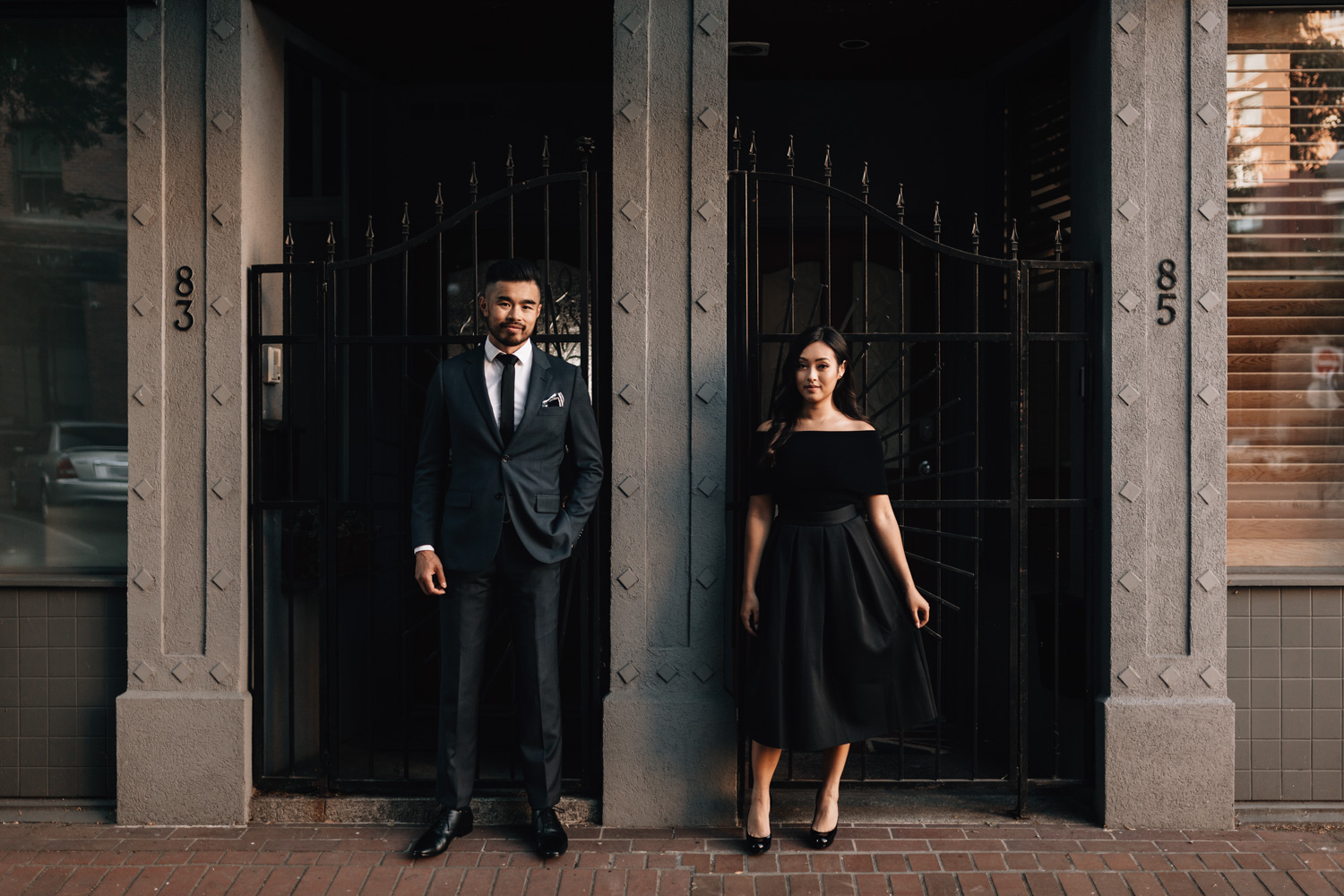 gastown engagement photography in vancouver bc during summer sunset