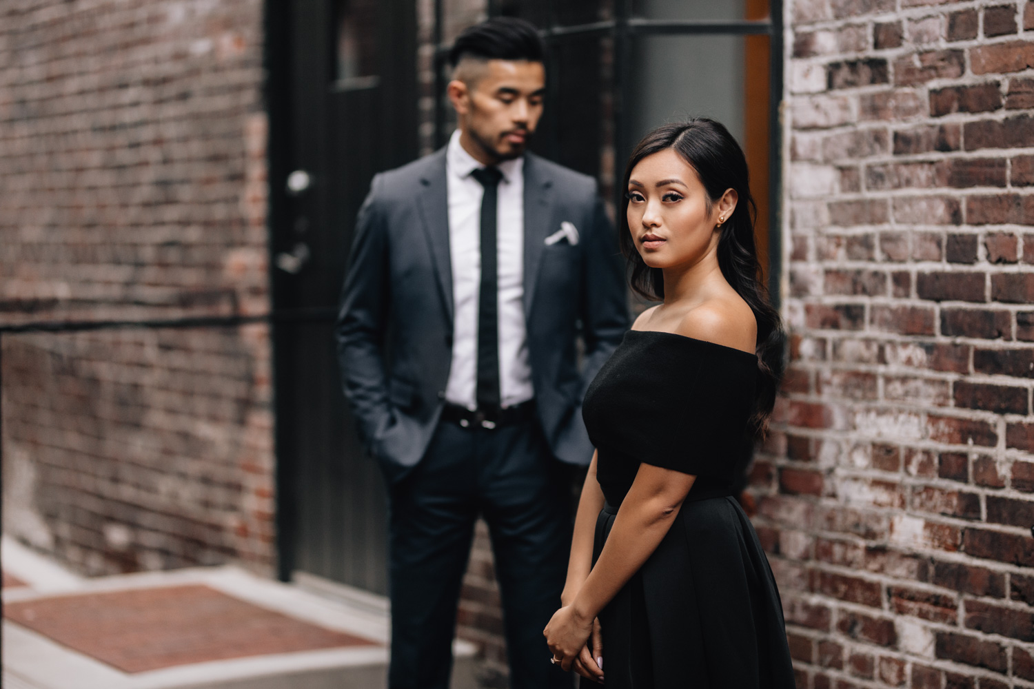 gastown vancouver engagement photography during sunset bc