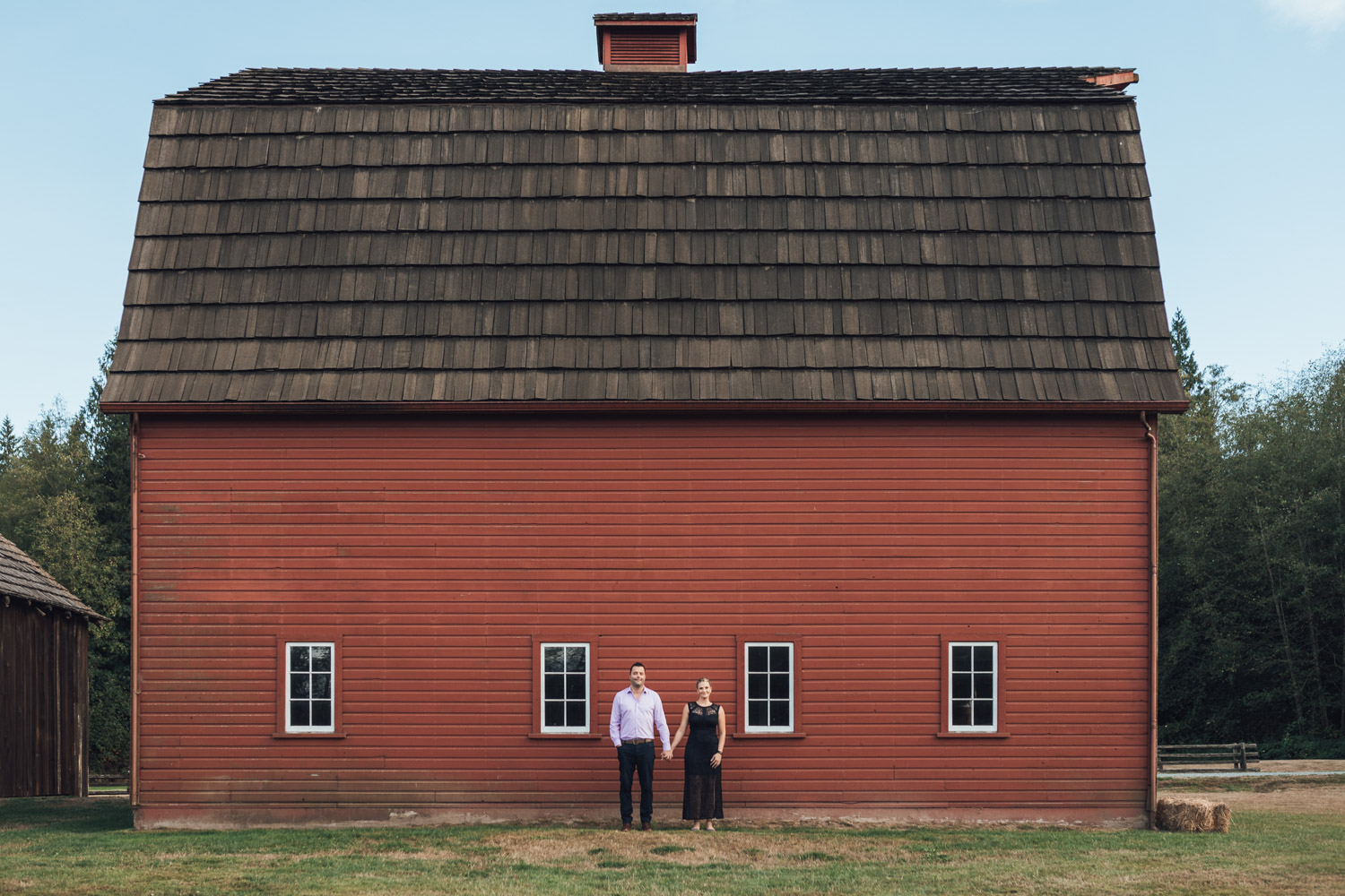 Campbell Valley Park red barn engagement photography in Langley BC