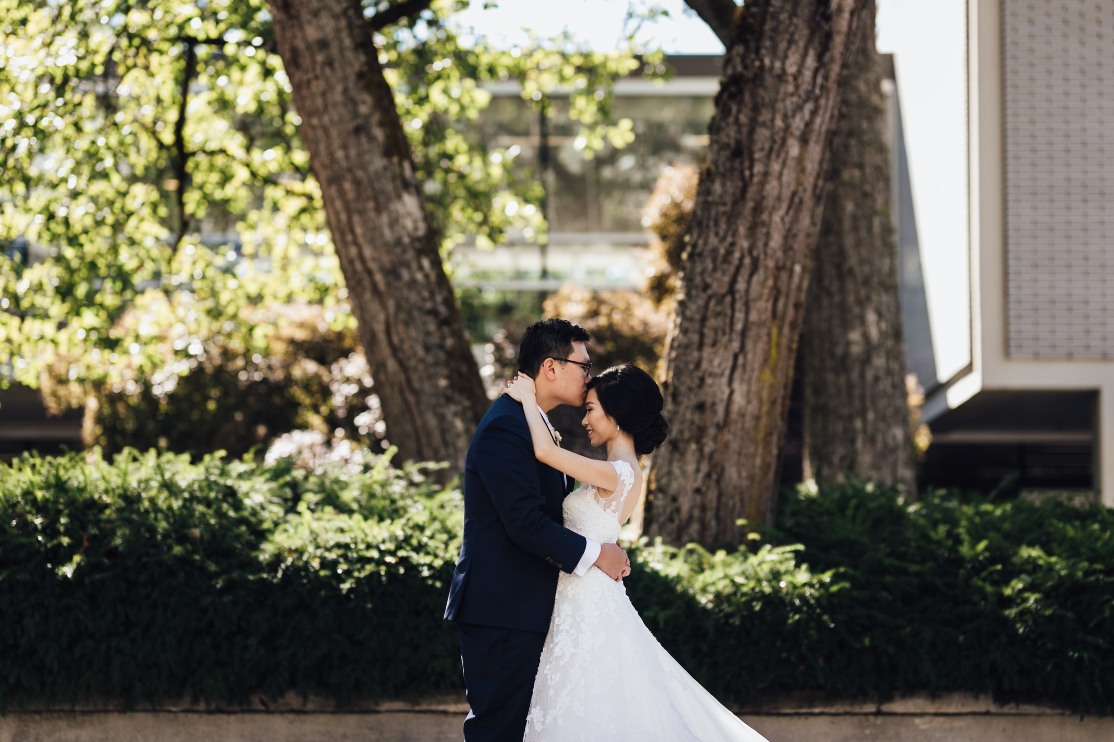 ubc wedding photography portraits of bride and groom during summer