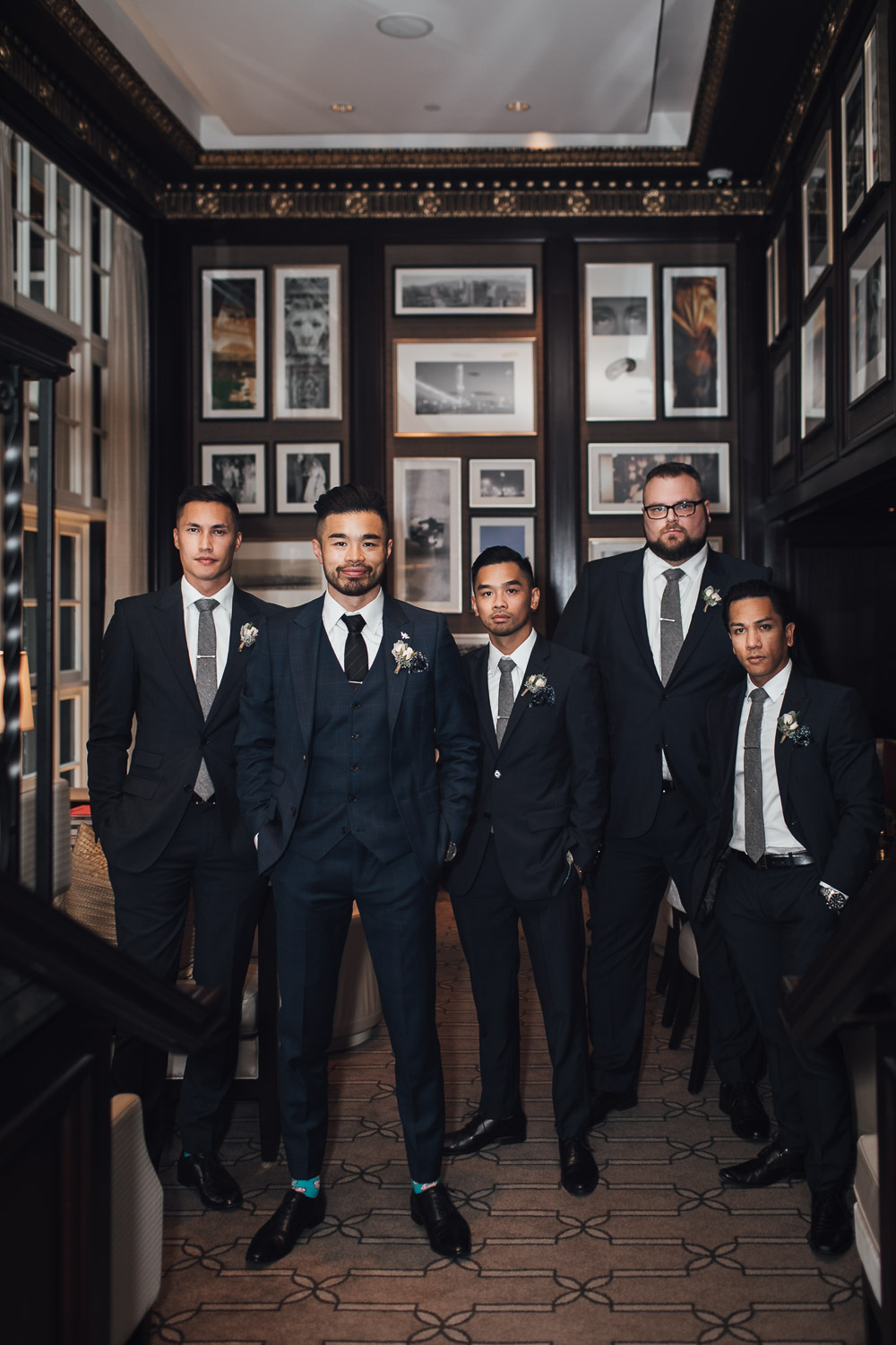 groom and groomsmen vancouver wedding photography at rosewood hotel georgia