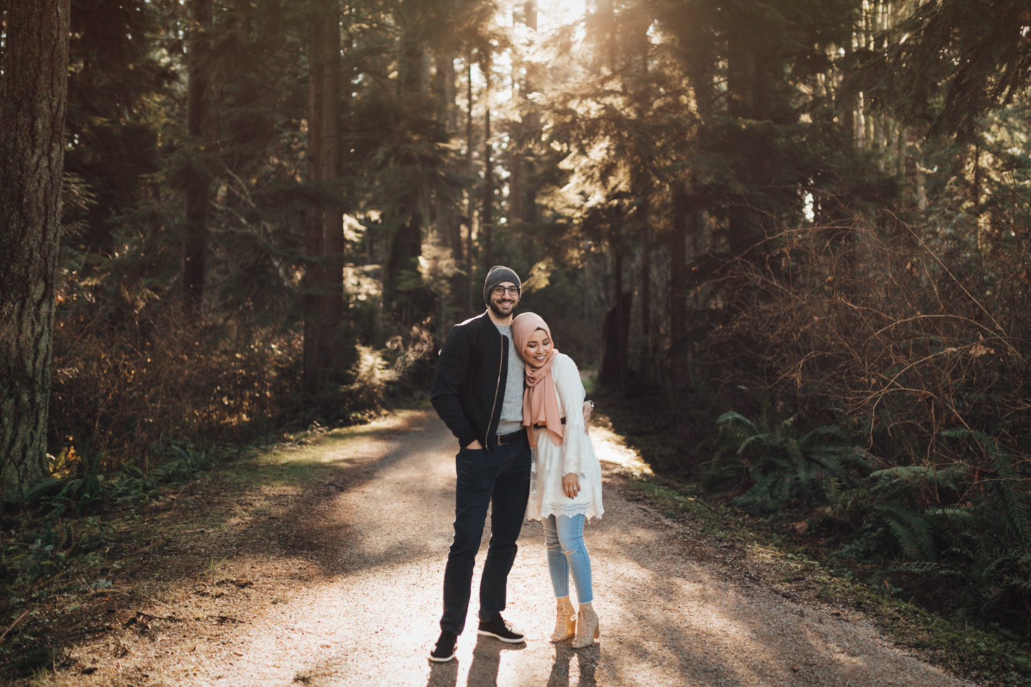 engagement photography in stanley park during winter