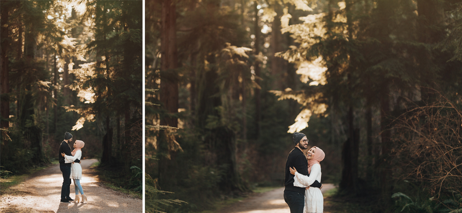 winter engagement session photography in stanley park prospect point