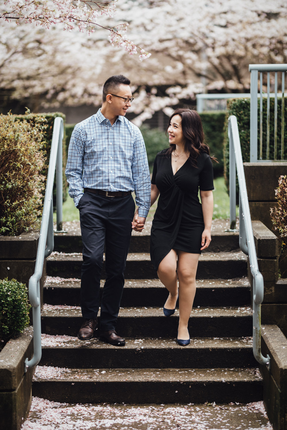 vancouver engagement photography cherry blossoms