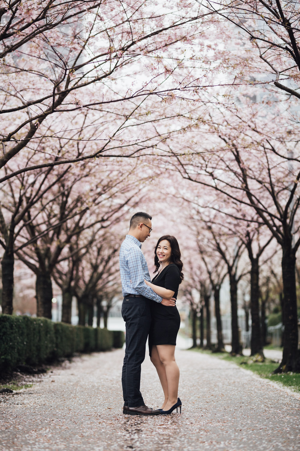 vancouver engagement photography cherry blossoms