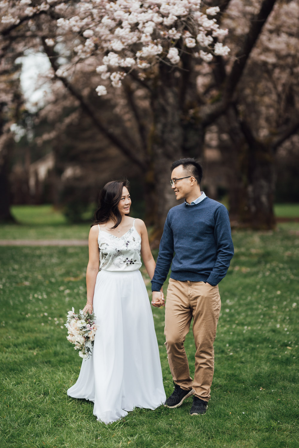 vancouver cherry blossom spring engagement photography