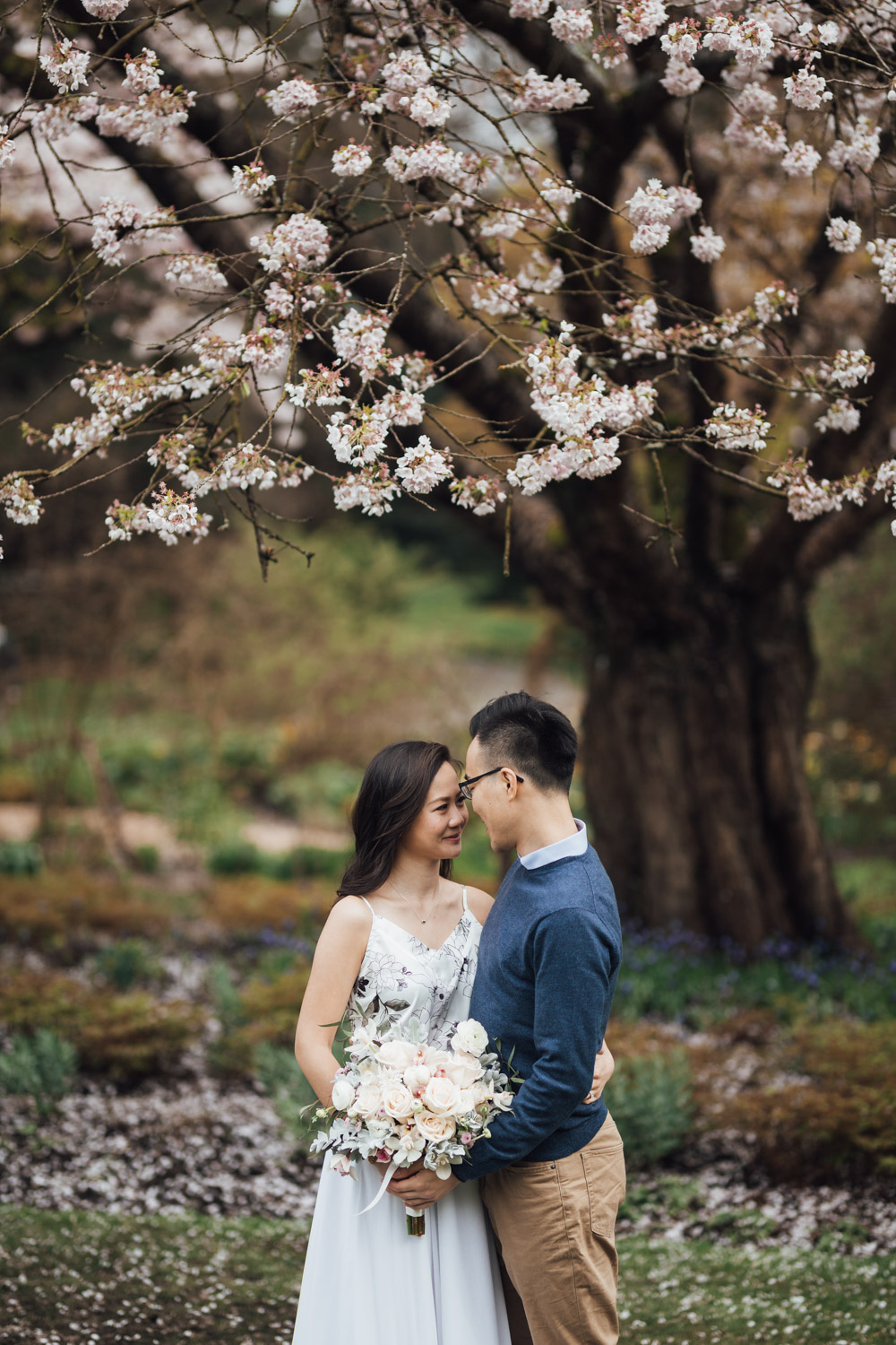 vancouver cherry blossom spring engagement photography