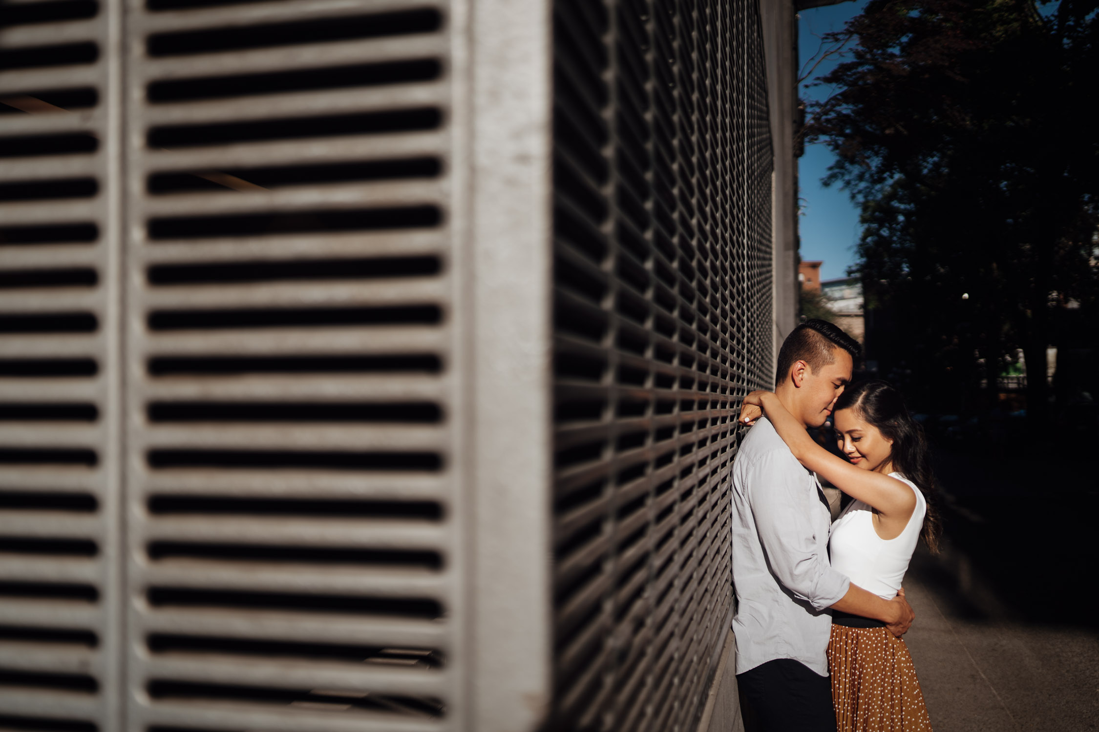 vancouver engagement photography in gastown during sunset vancouver bc