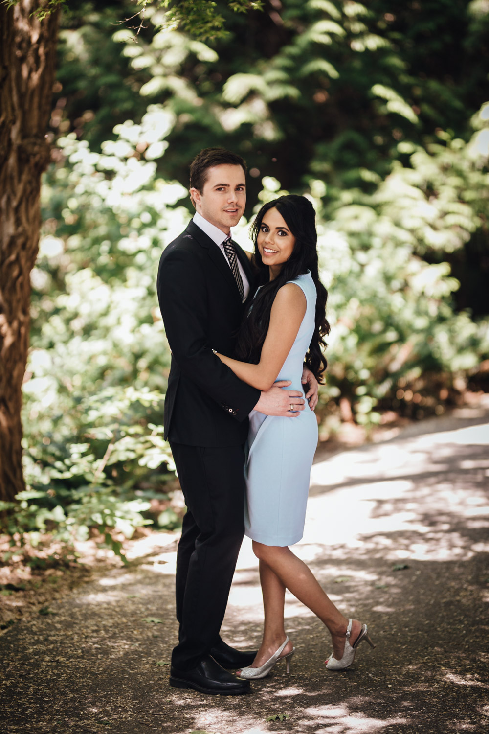 the duke vancouver city skyline view engagement photography