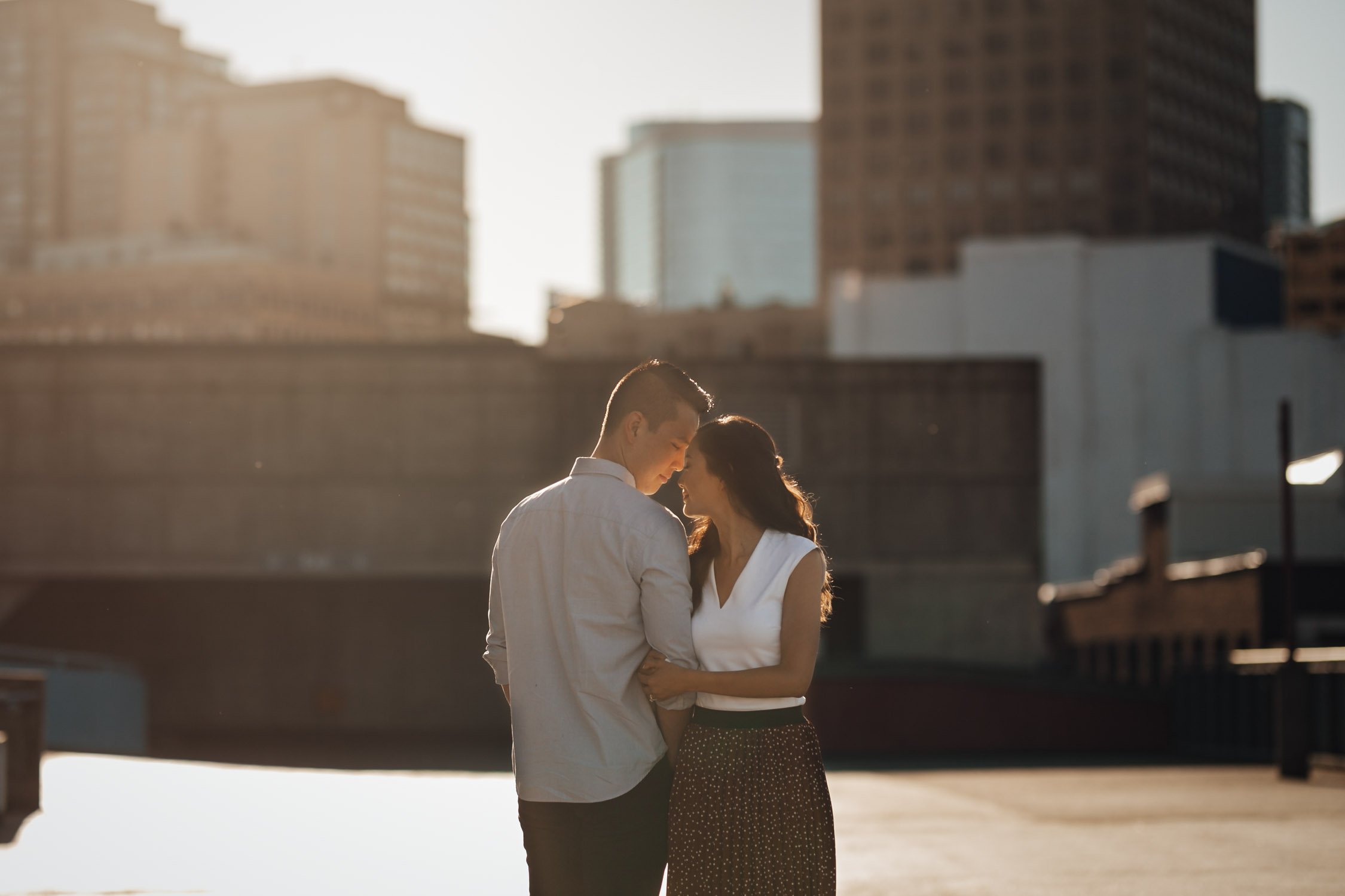 vancouver engagement photography in gastown during sunset vancouver bc