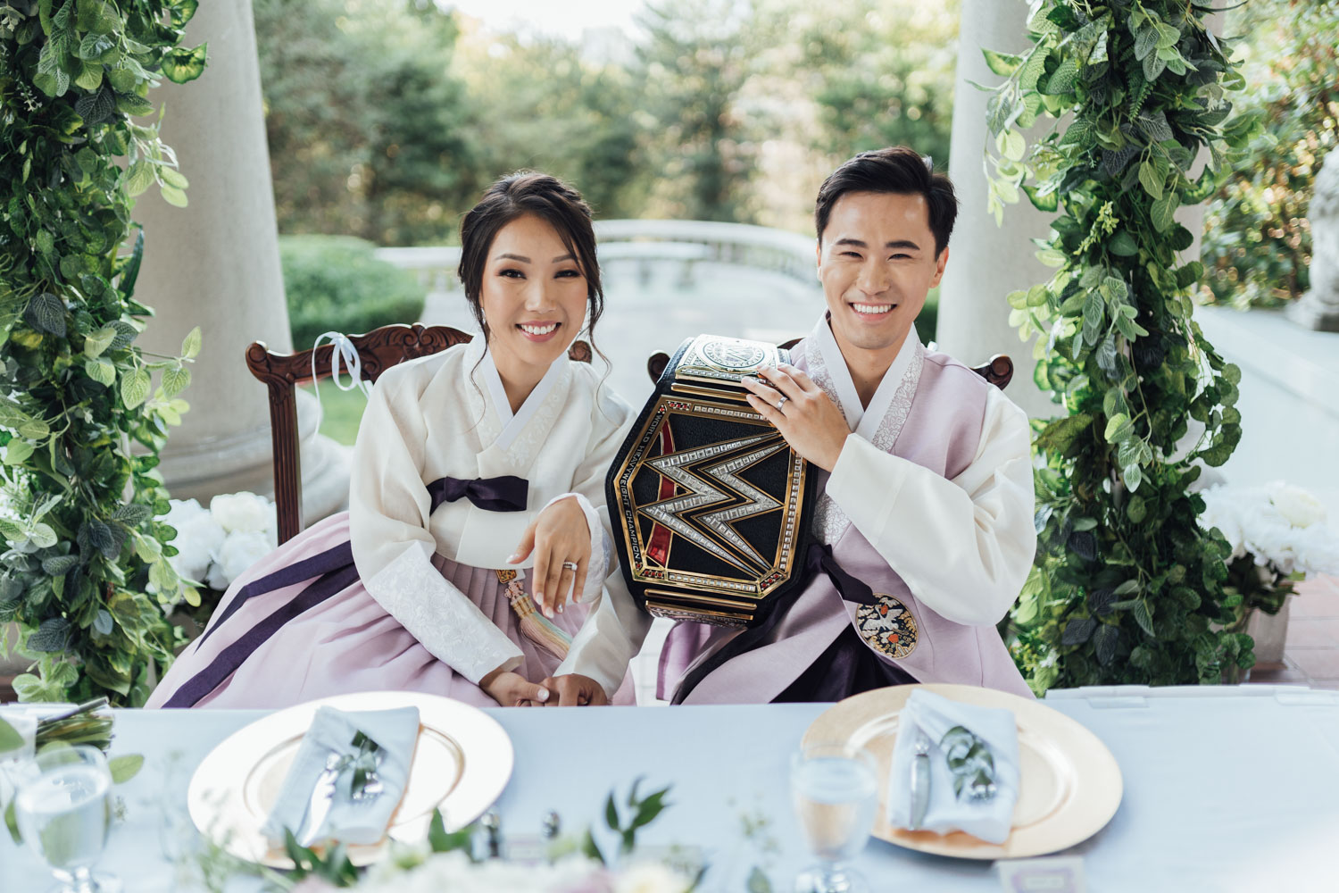 vancouver korean wedding photography hycroft manor terrace reception