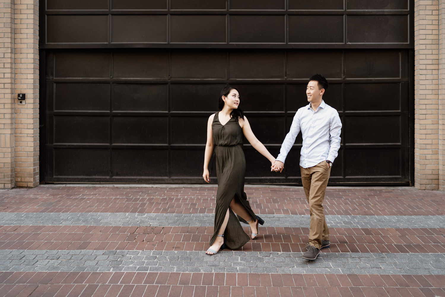 gastown engagement photography in vancouver bc during summer at sunset or golden hour